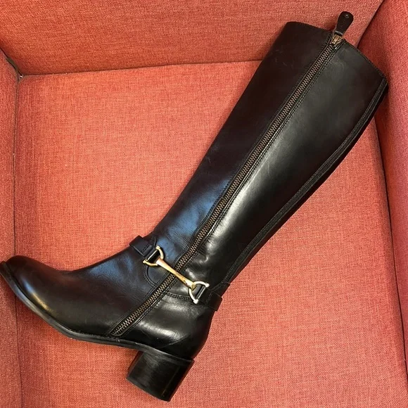 CARVELA BLACK‎ LEATHER RIDING BOOTS - Picture 2 of 10